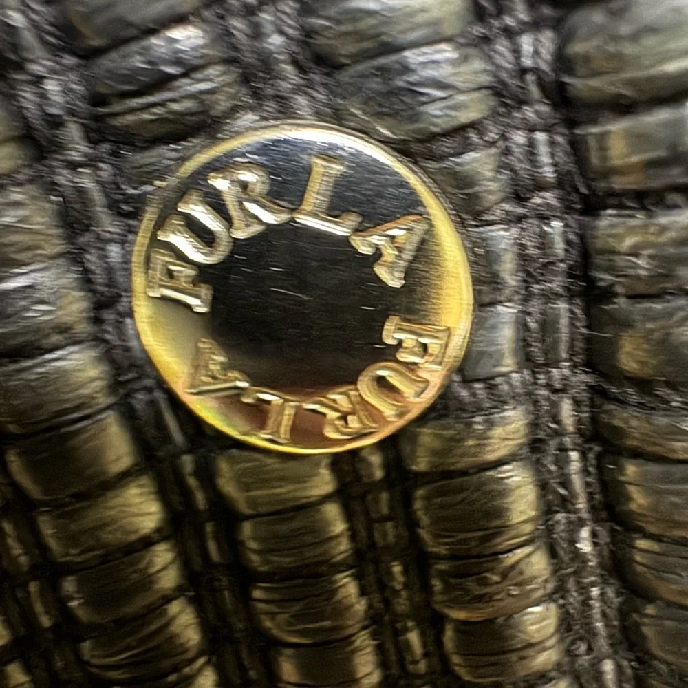Furla Black and Silver Textured Tote‎ Bag